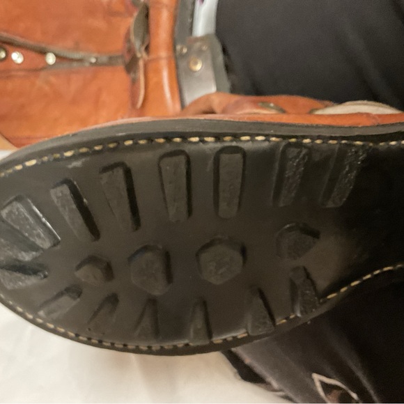 Zigi Girl Brown/Tan Distressed Cowboy Boots with Buckles and Jewels Size 9 - Picture 11 of 16